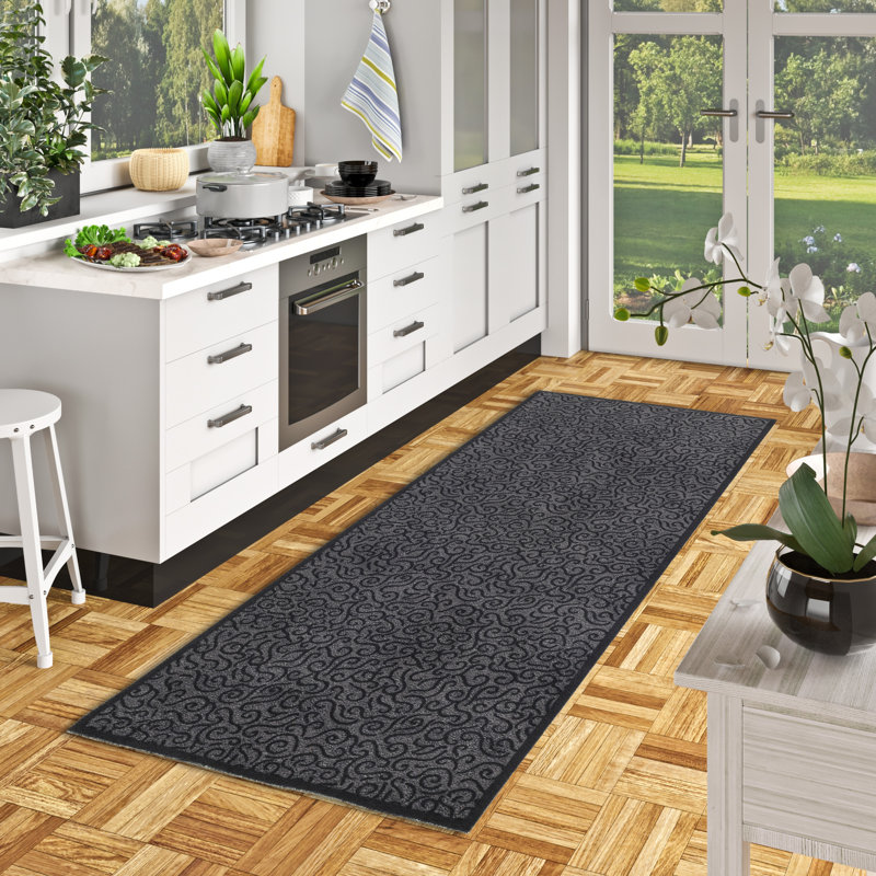Jeffcoat Kitchen Mat, Anthracite, 0.5cm H x  90cm W x 120cm D
