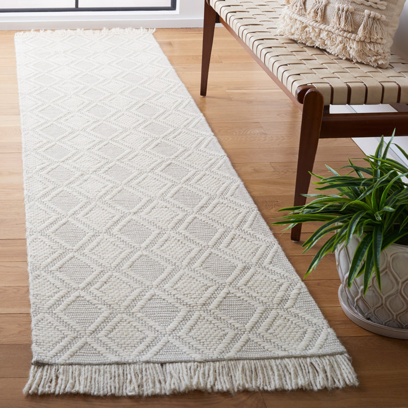 Natura 870 Hand Woven Wool And Cotton With Latex Geometric Rug, Runner 2'3" x 9'