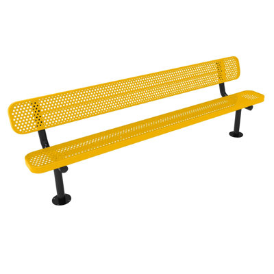 Bench, Textured Black, Expanded, 8Ft, With Back, Surface