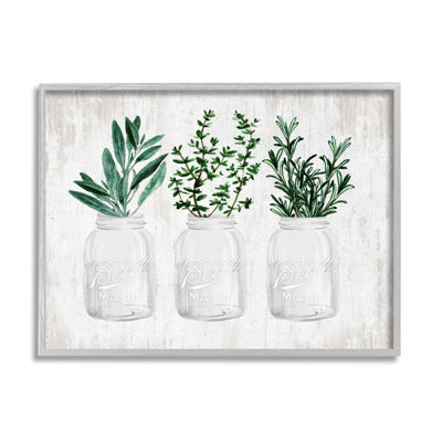 «Kitchen Herbs In Jars On Wood» par impression à lettres et doublée