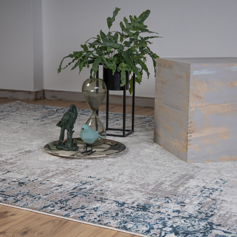 Phoenix Oriental Area Rug, Rectangular 80 x 150cm, Aqua