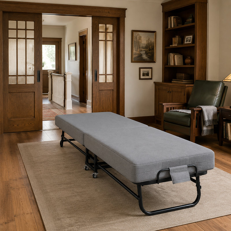 Lit pliant simple 75 po avec matelas en mousse à mémoire de forme, support de 450 lb et rangement compact pour les petits espaces