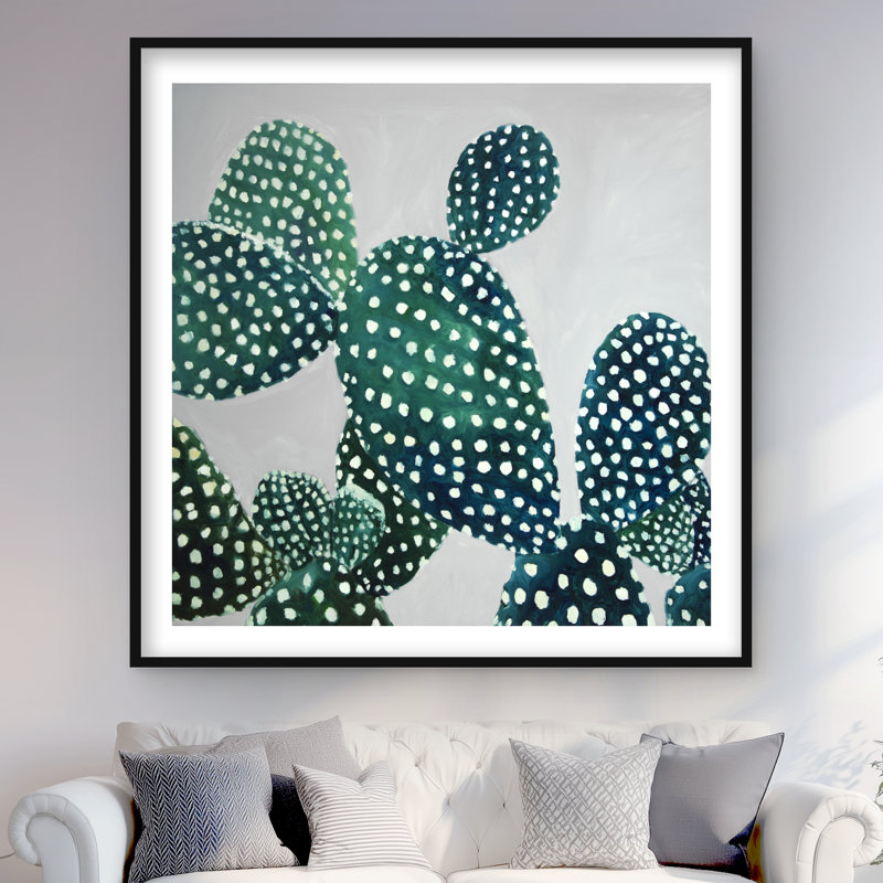 Opuntia cactus, reproduction encadrée - Décoration florale de salle de bain