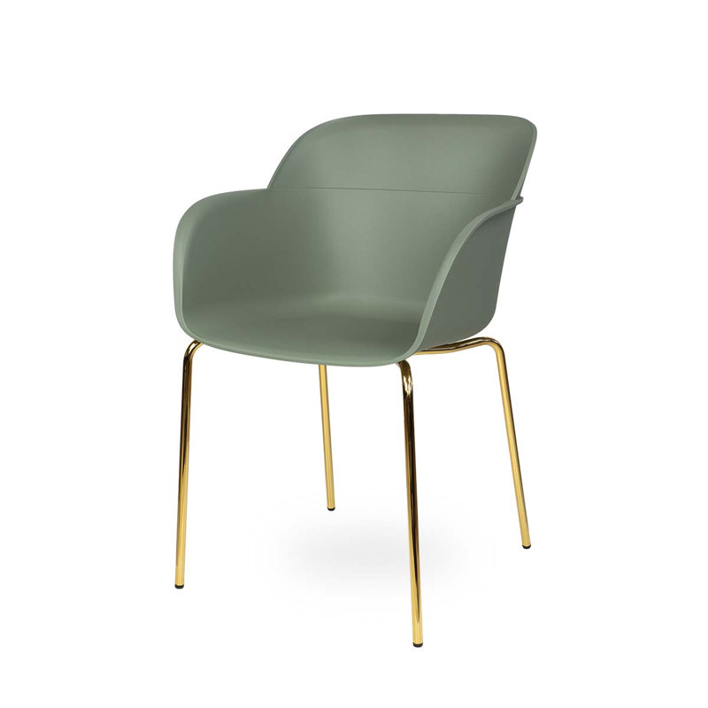Liara 45cm H Armchair, Gold, Cement Grey