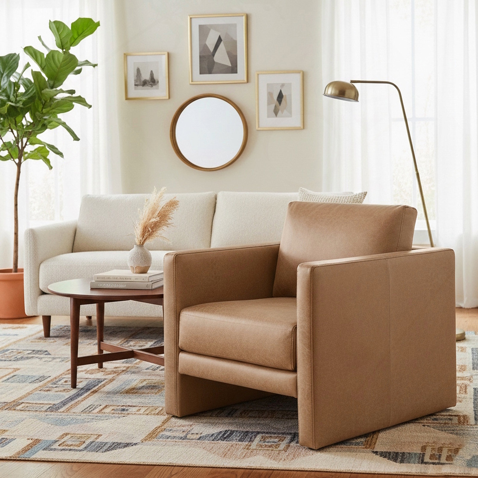 Vegan Leather Armchair, Honey Vegan Leather