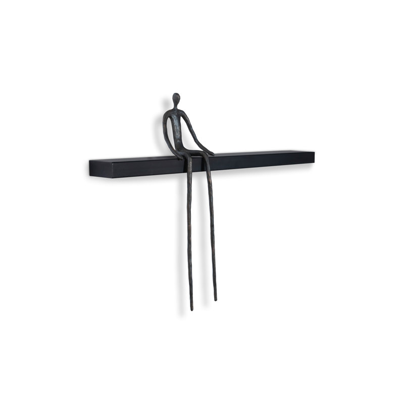 Transitional Moveable Man Sculpture in Black and Gray