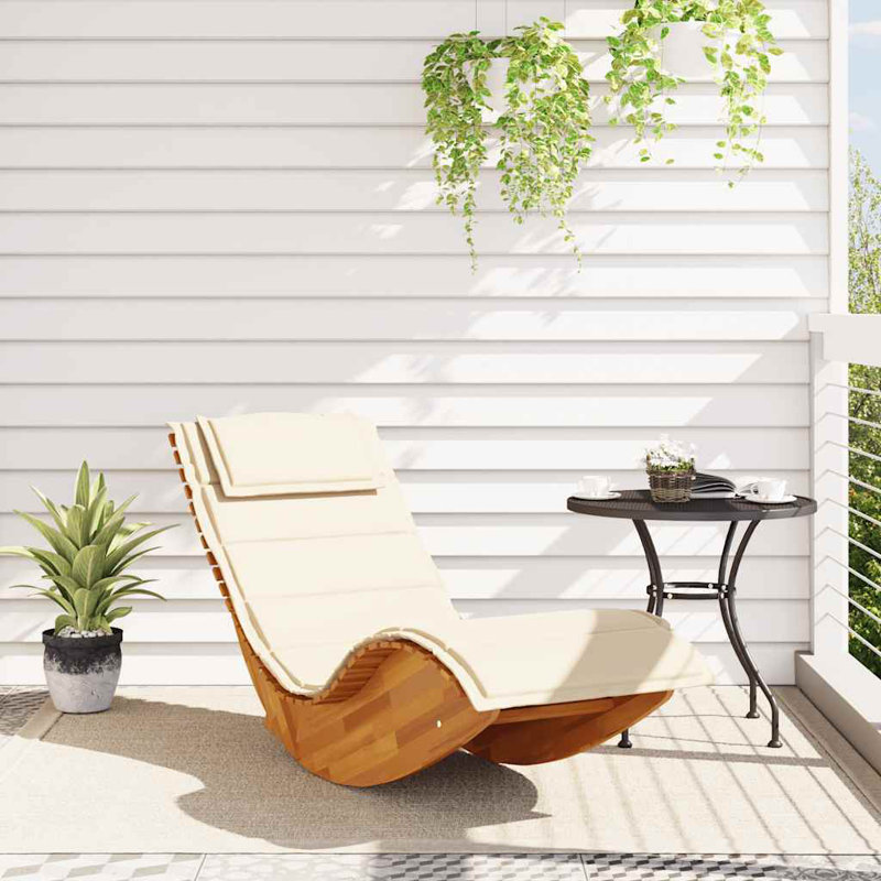  Sun Lounger Cream, Acacia Wood Grain, Cream
