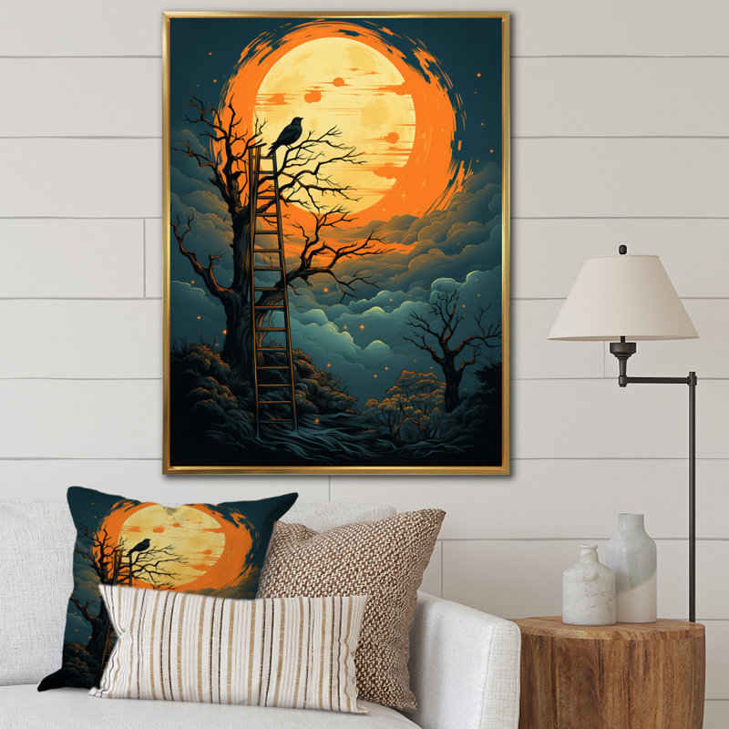 «Bird Climbing The Sky» sur toile, H 20 po x l 12 po x P 1 po, Cadre flottant doré