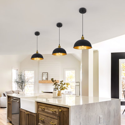 Konnah 3 - Pack Matte Black / Brass Pendant Lights