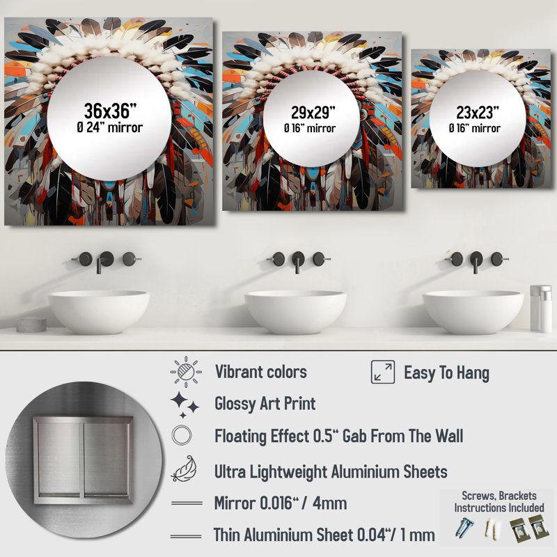 Art mural miroir pour salle de bain, 23 po x 23 po