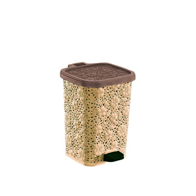 Lace Design Plastic Step On Trash Can