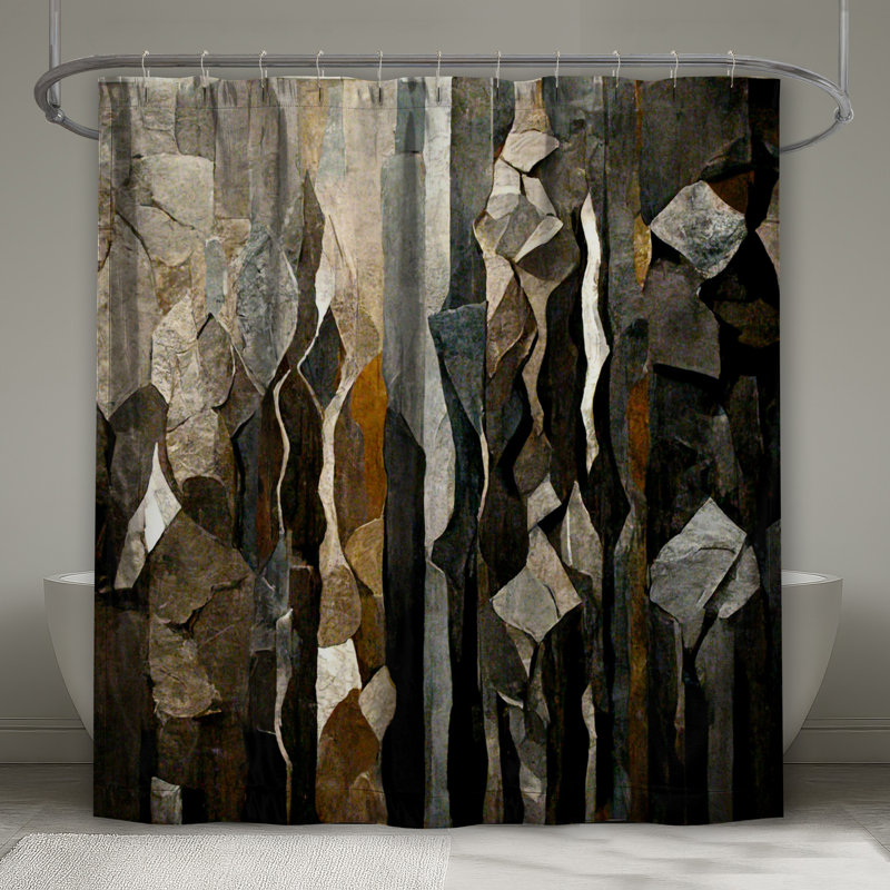 Rideau de douche abstrait - Art déco de salle de bain industrielle, L 70 po x H 84 po