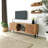 Modern TV Unit with Antibacterial Solid Pine Wood, Oak Finish, 47.5 x 15.7 x 11.8 inches | Rustproof Metal Legs, 2 Shelves (19.7 x 5.9 x 4.7 inches) | Stylish Scandinavian Design, Easy Assembly, Perfect for Living Room