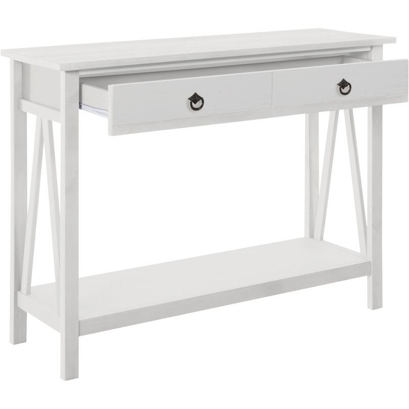 Console en bois massif 42,13 po Barirah, Blanc