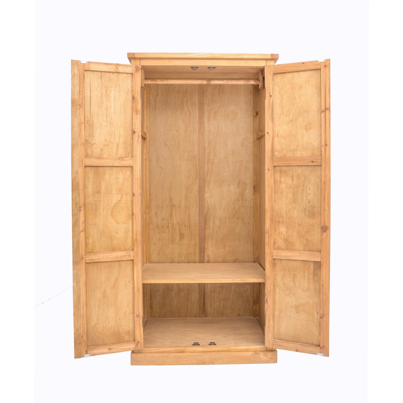 Julianna 2 Door Solid + Manufactured Wood Wardrobe, Waxed