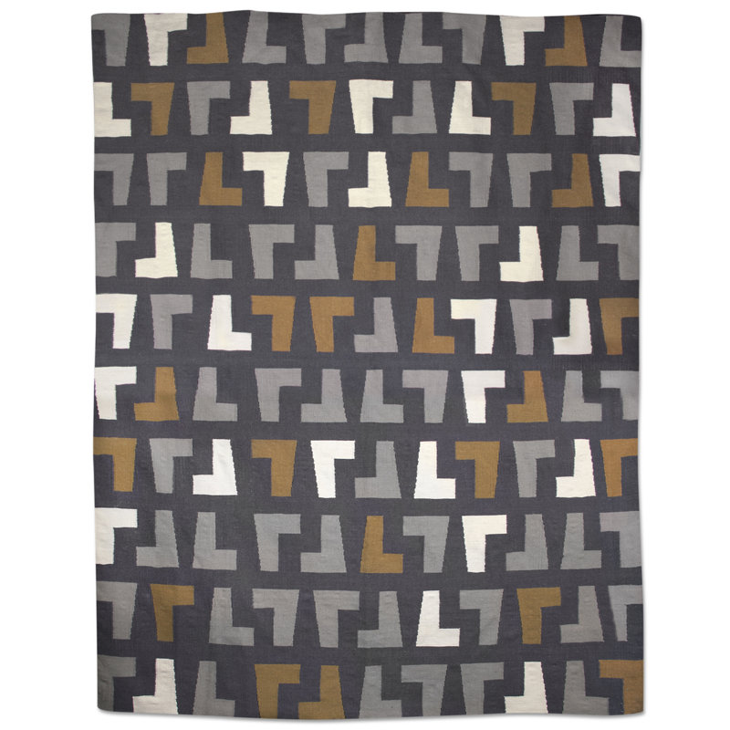 Tapis ardoise / gris Arthur Kilim, 8 pi x 10 pi