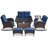 Aluel 7-Pieces Outdoor Wicker Patio Seating Set with Gliding Loveseat and Rectangular Fire Pit Table-106896142