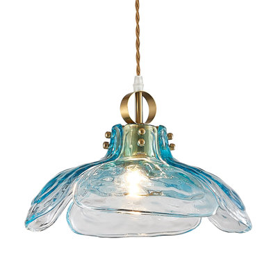 Pendant Light Fixtures 12.99" D, Glass Hanging Pendant Lights, Pendant Lighting , 1-Light E26 Base, Blue