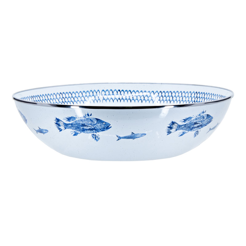 Golden Rabbit Fish Camp Enamelware Serving Bowl