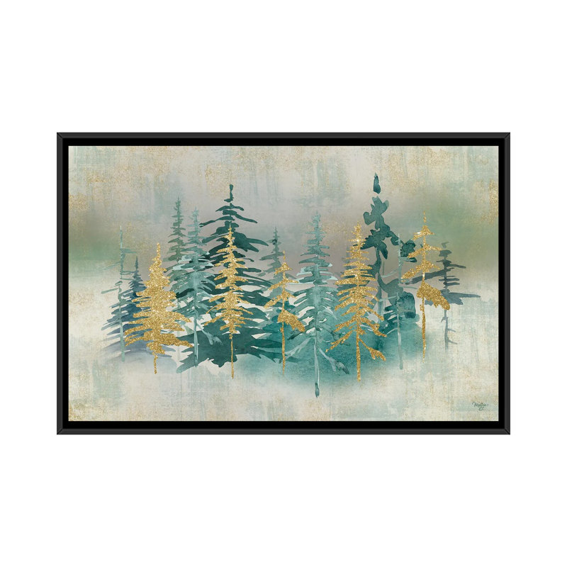 «Shimmering Forest», reproduction d'art sur toile encadrée, H 26 po x l 40 po, Impression encadrée sans passe-partout, Noir