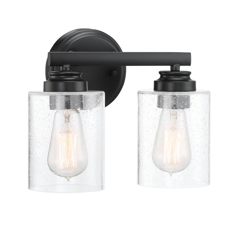 Éclairage de salle de bain à intensité variable 2 lumières Berntraud, Transparent, Noir mat