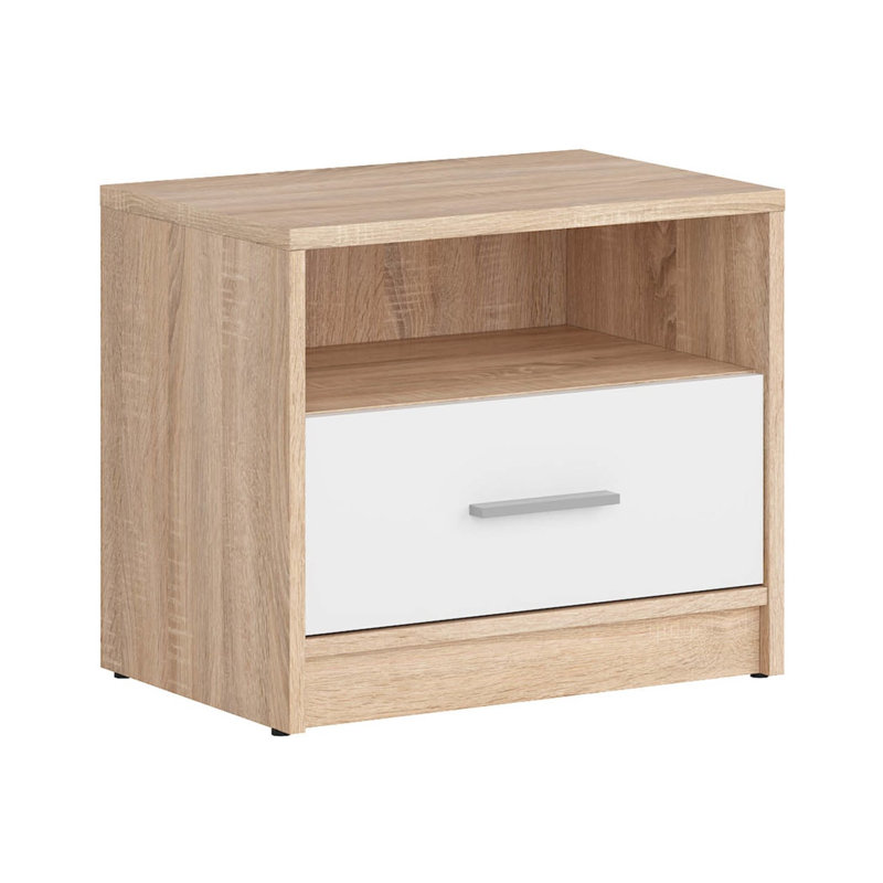 50cm W Composite Bedside Table, Oak Sonoma/White