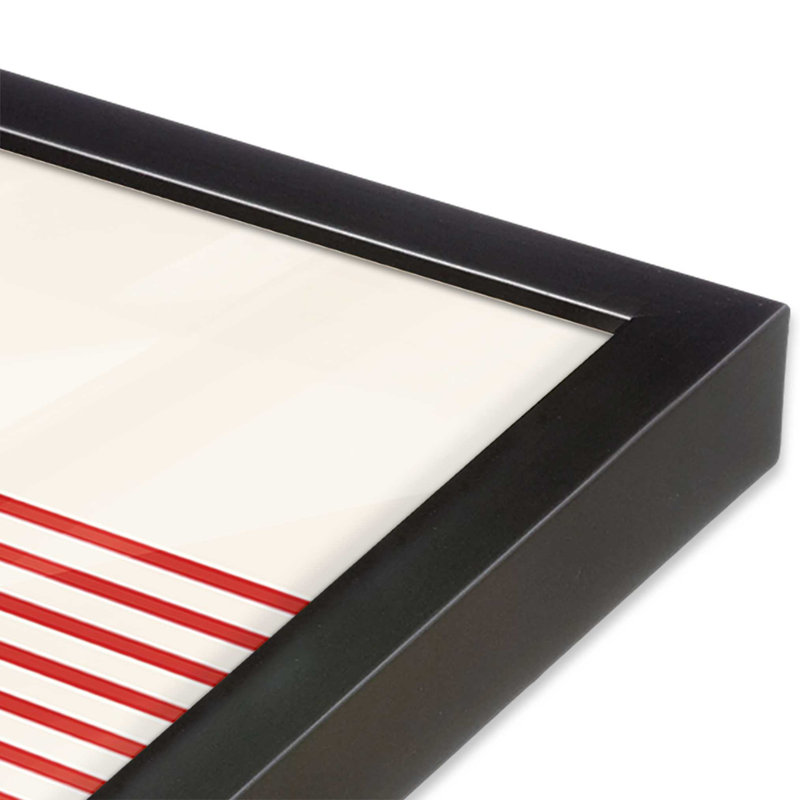 Affiche de cercles rouges et courbes Bauhaus, Cadre simple en zinc patiné, H 15,25 po x l 12,25 po