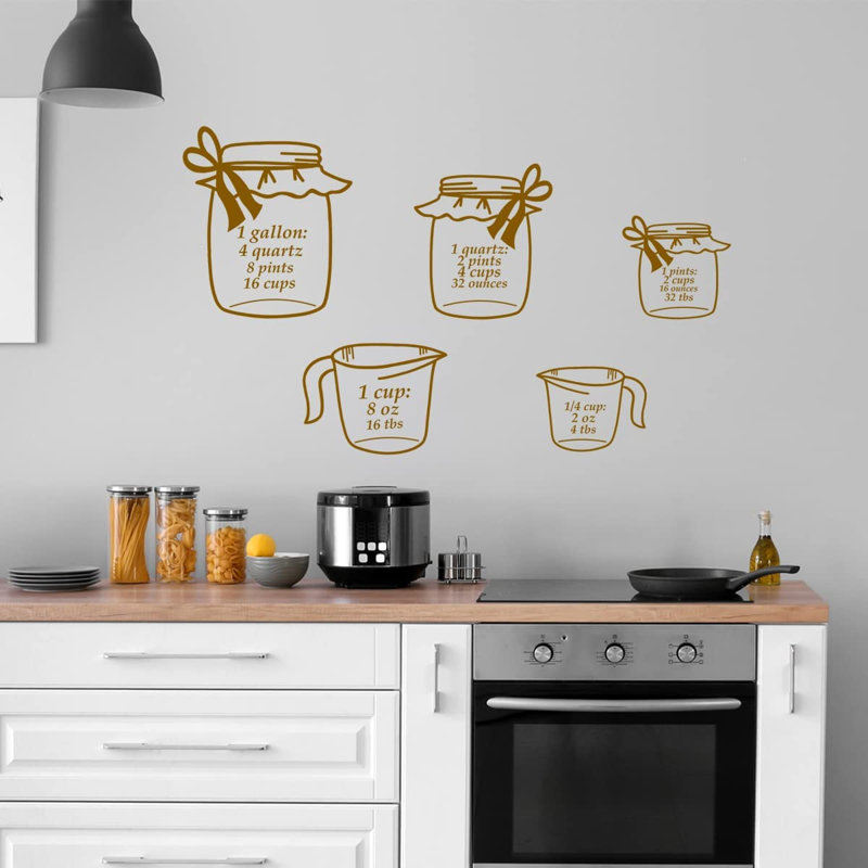 Adhésif décoratif tasses à mesurer, H 23 po x l 23 po, Brun