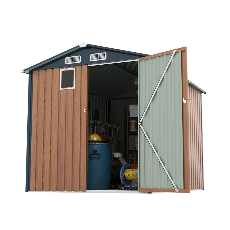 Remise de rangement extérieure en acier de 6 pi x 8 pi avec fenêtre transparente et porte verrouillable