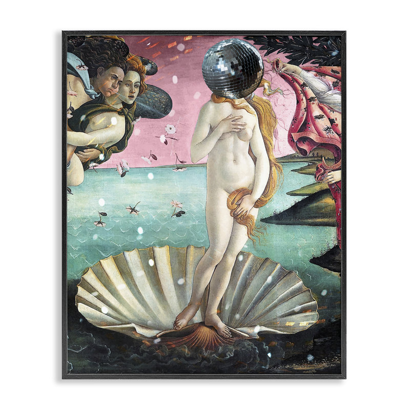 Giclée classique à clapet avec boule disco, design par Lil 'Rue, Giclée encadrée noir minuit, H 14 po x l 11 po