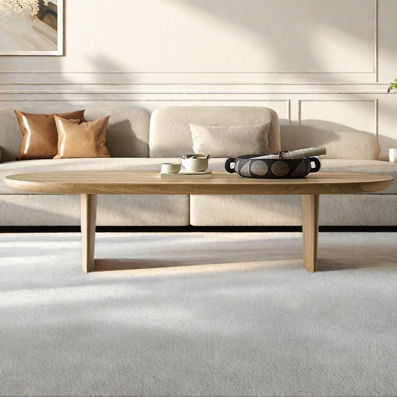 Cream wind log solid wood end table, 13.77" H x 62.99" L x 23.62" W
