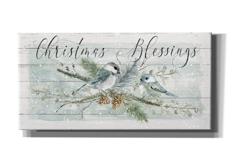 «Christmas Blessings» par Carol Robinson, art mural sur toile, H 12 po x l 24 po x P 0,75 po