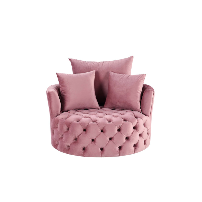 Fauteuil d'appoint pivotant en velours rose - rotation à 360 degrés pour plus de confort