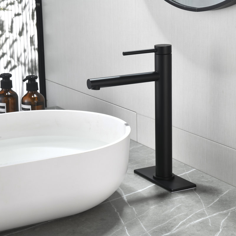 Robinet de lavabo vasque monocommande à fixation sur le comptoir, Noir mat