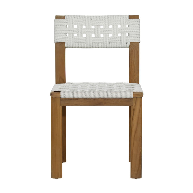 Chaise d'extérieur en teck Elvia, blanc