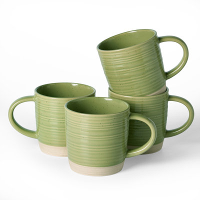 Ensemble de tasses à café 13 oz en grès (ensemble de 4), vert thé
