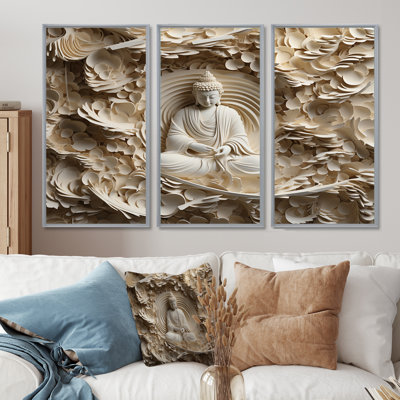 Simple bouddhisme statue I - ensemble d'art mural sur toile bouddhisme