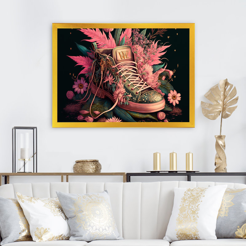 - Art mural sur toile tendance, Impression dorée sur toile encadrée, H 34 po x l 44 po x P 1,5 po