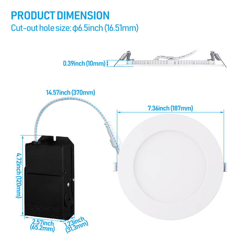 Luminaire encastré à DEL sans fil de 6,5 po avec éclairage en J Slim Elite de qualité commerciale Elite