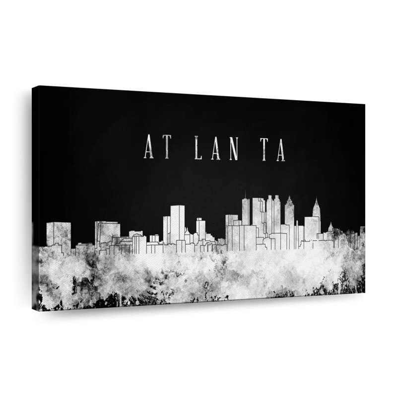 Atlanta Skyline BW Canvas Print, 16" H x 24" W x 1.25" D
