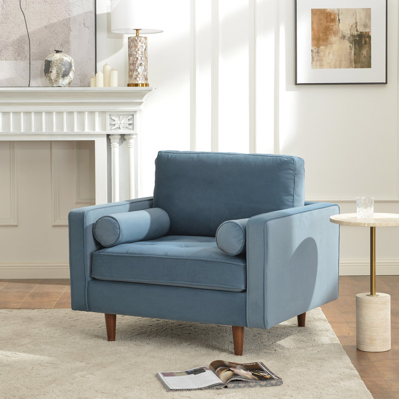 Fauteuil rembourré de 42 po de largeur, Velours bleu clair