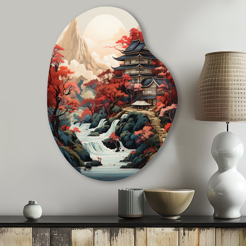 Estaugh - Asian Art Unique Shape Decor mural en métal, impression d'art asymétrique Global, H 30 po x l 22 po