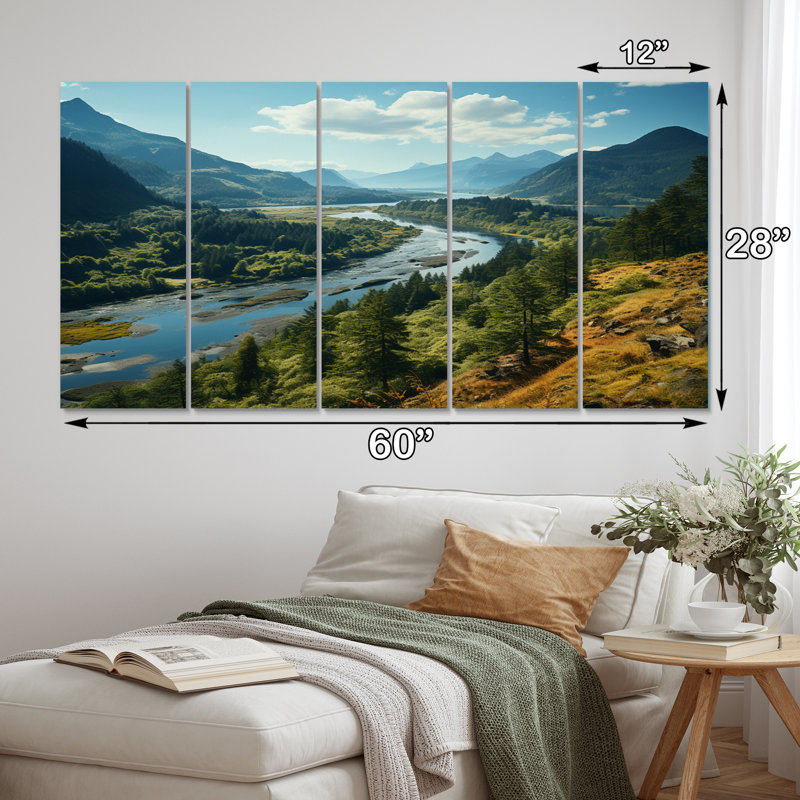 États-Unis, Columbia River Gorge Landscape I - Paysages, art mural, salon - 5 panneaux égaux