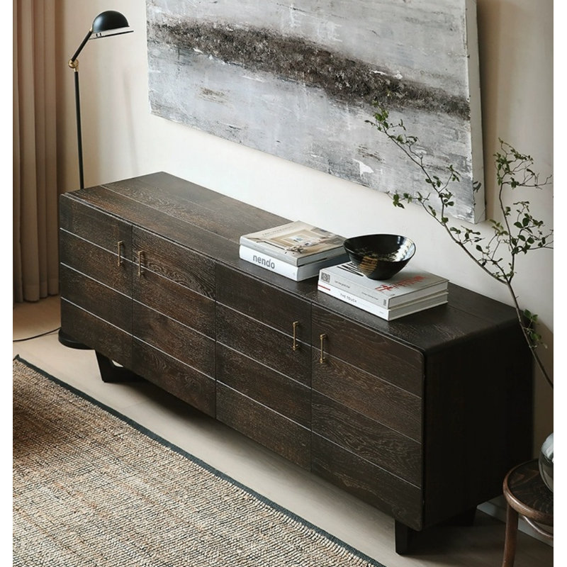 Crédence de rangement moderne simple en bois massif de 78,7 po de largeur