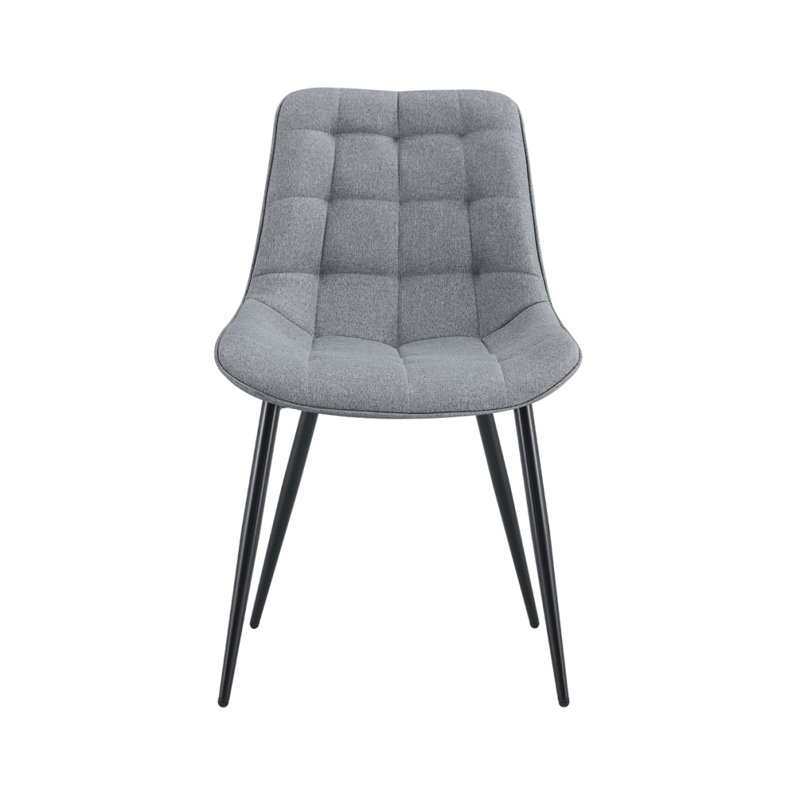 Chaise de salle à manger moderne en tissu avec motif de grille élégant, Gris foncé