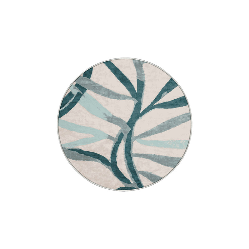 Machine Washable Beige Area Rug, Round 5'