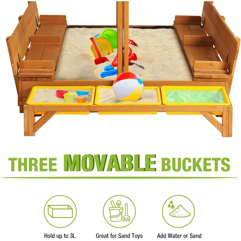 Aivituvin x Solid Wood Sandbox with Cover
