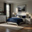 Ensemble de chambre double pleine grandeur, finition blanche, ensemble 2 pièces avec lit et 1 table de chevet-127337315-132615631