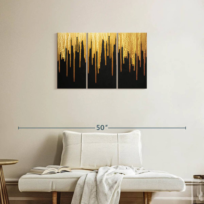 Avery Gold Paint Drip, 20" H x 33" W