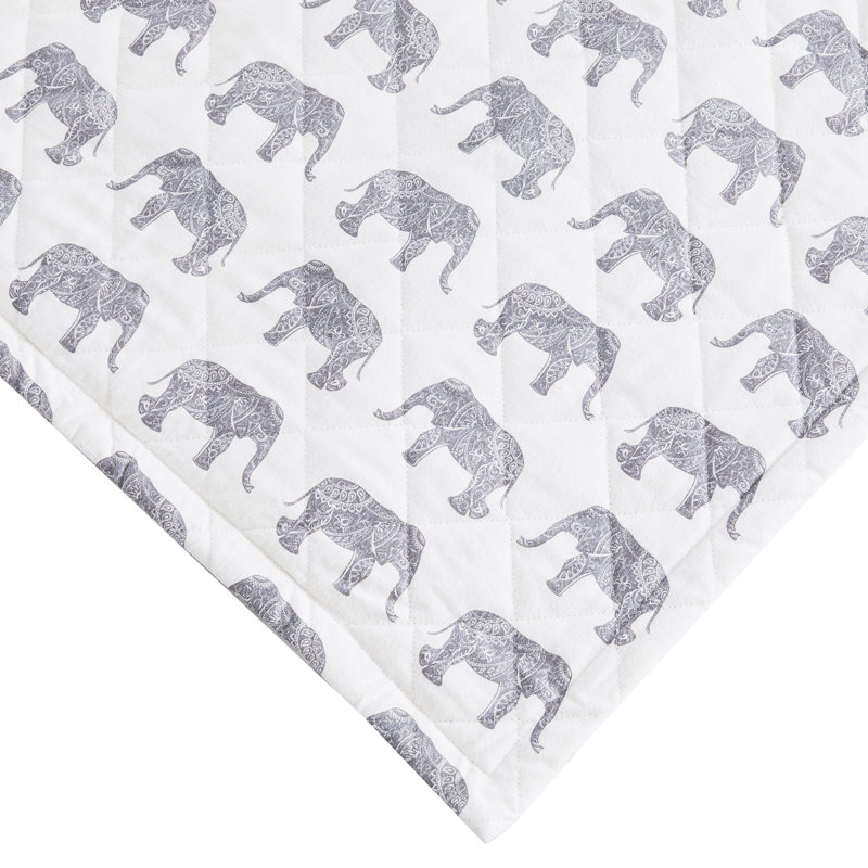 Elephant Flannel Cotton Quilt Set, King Quilt + 2 Shams